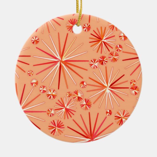 Sputnik-Muster des Mittelzentrums, Korallenschatti Keramik Ornament (Vorne)