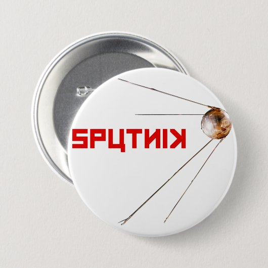 SPUTNIK - Weltraumgeschichte, Russisch, Satellit Button (Vorne & Hinten)