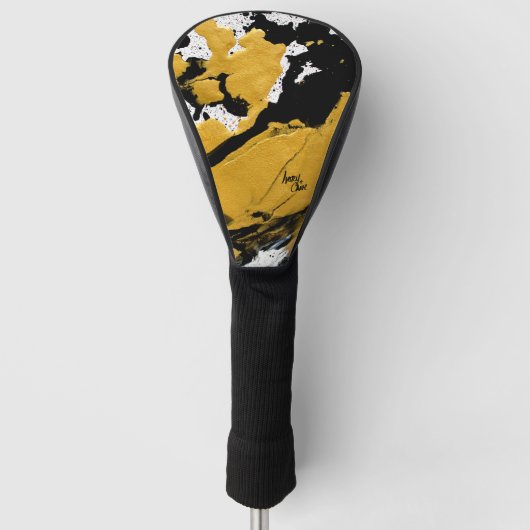 SPWW Anzündetes Soul Black & Gold Abstrakt Golf Headcover (Vorderseite)