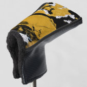 SPWW Anzündetes Soul Black & Gold Abstrakt Golf Headcover (3/4 Vorderseite)