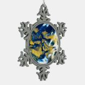SPWW Gleaming Indigo Blue und Gold Schneeflocken Zinn-Ornament (Links)