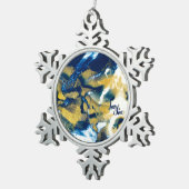 SPWW Gleaming Indigo Blue und Gold Schneeflocken Zinn-Ornament (Rechts)