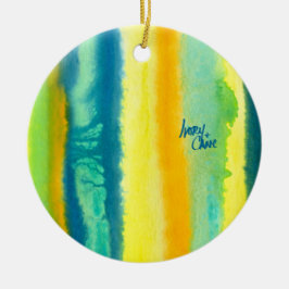 SPWW Tangoed Tiers Aquamarin Green und Orange Orna Keramik Ornament