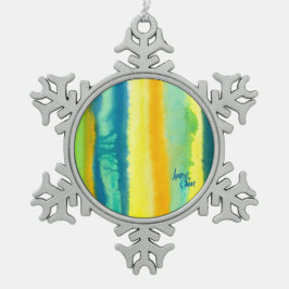 SPWW Tangoed Tiers Aquamarin grün und orange Schneeflocken Zinn-Ornament