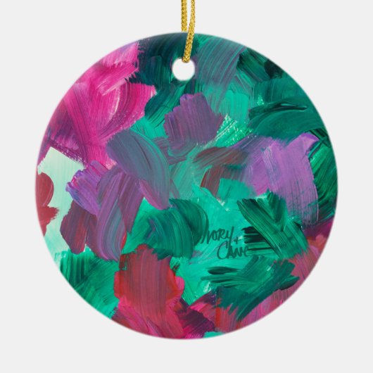 SPWW Touch von Juwel Tones Green und Pink Keramik Ornament (Vorne)