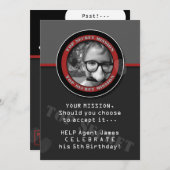 SPY Birthday Party CUSTOM Foto Einladung (Vorne/Hinten)