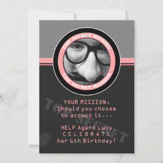 SPY Birthday Party Custom Foto Einladung