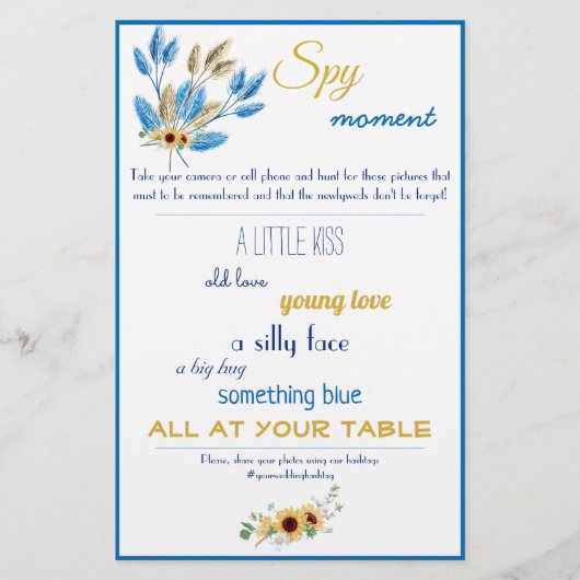 Spy Bridal Wedding Game Flyer (Vorne)