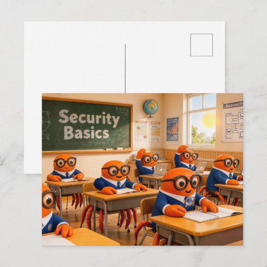 Spy Crab Classroom Learning Essential Security Bas Postkarte (Vorne/Hinten)