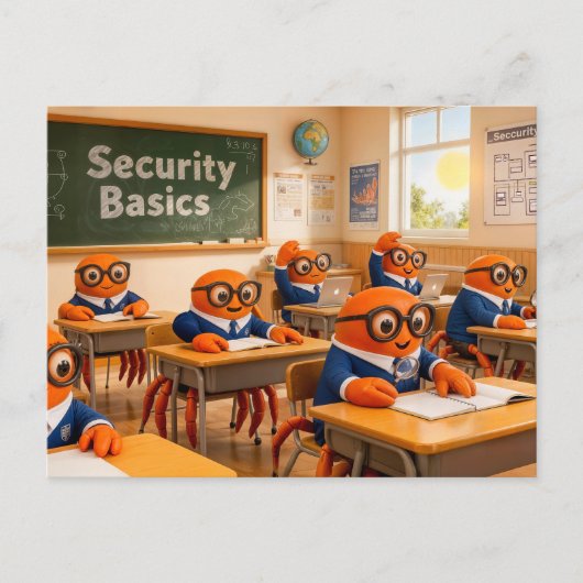 Spy Crab Classroom Learning Essential Security Bas Postkarte (Vorderseite)