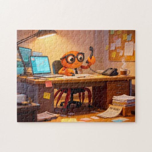 Spy Crab Coordinating Mission Work At Desk Puzzle (Horizontal)