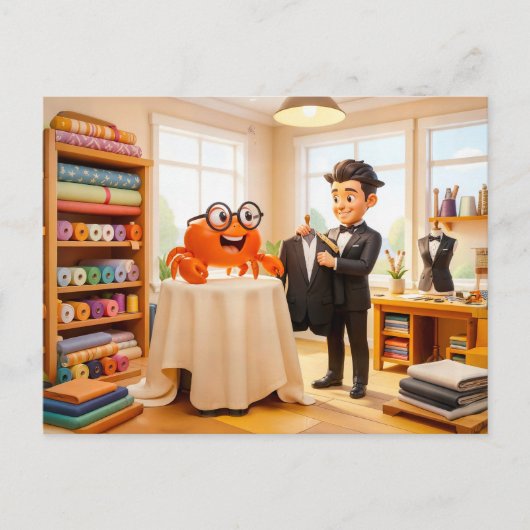 Spy Crab Getting Fitted For Tailored Suit Postkarte (Vorderseite)