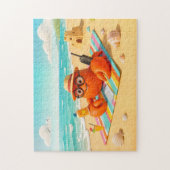 Spy Crab Relaxing On Beach With Mission Gear Puzzle (Vertikal)