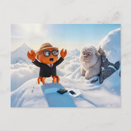 Spy Crab Shocked Seeing Real Yeti Creature Postkarte (Vorderseite)