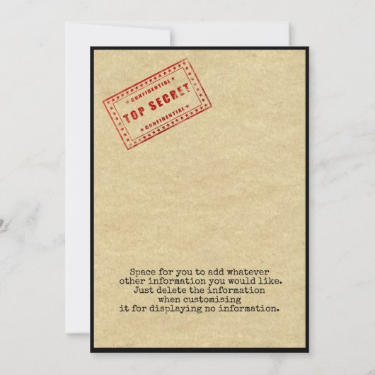 Spy Geburtstagsparty Einladung (Rückseite)