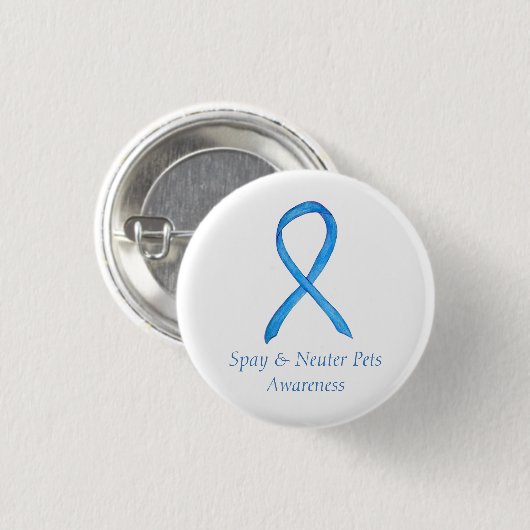 Spy/Neuter Pets Awareness Custom Ribbon Art Button (Vorne & Hinten)