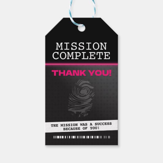 Spy Party Pink Vielen Dank Geschenkanhänger (Vorderseite)