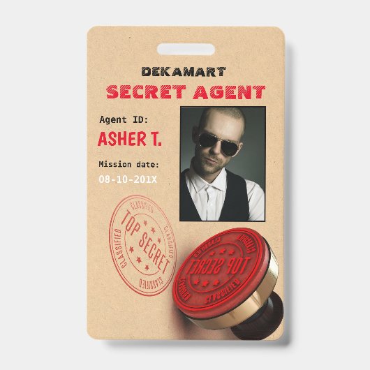 Spy Party Secret Agent Company Abzeichen Ausweis (Vorderseite)