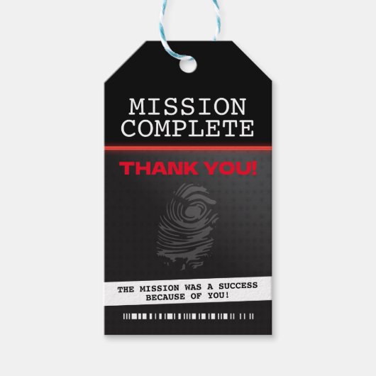 Spy Party Vielen Dank Geschenkanhänger (Vorderseite)