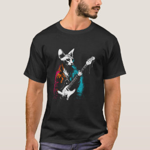 Spynx-Katze Gitarrist - Vintage E-Gitarre Musik Ka T-Shirt