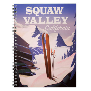 Sqaw Valley California Reiseplakat. Notizblock