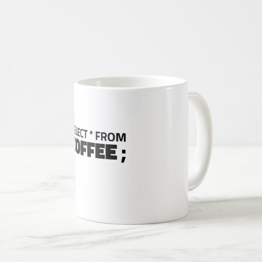 SQL Coffee Code Design | Auswählen der Abfrage Kaffeetasse (VorderseiteRechts)