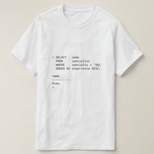 Sql-Datenbank-Spezialist: Mike T-Shirt (Design vorne)