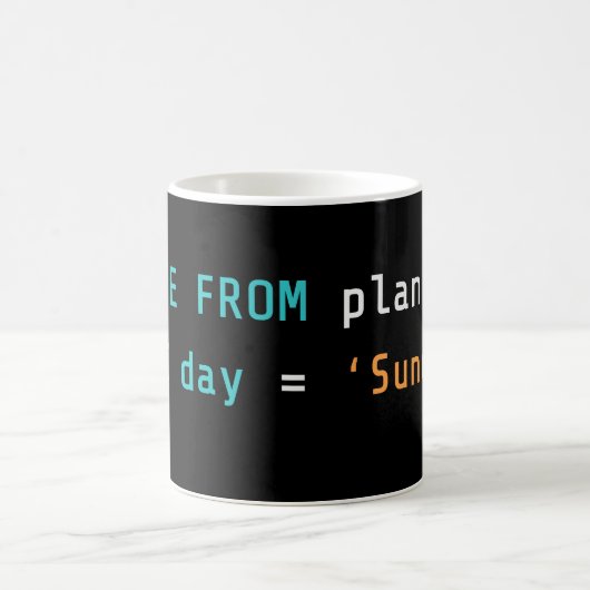 SQL Delete Sunday Plans Coding Mug Kaffeetasse (Mittel)
