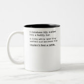 SQL Joke for Database Admins Zweifarbige Tasse (Links)