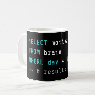 SQL Monday Zero Motivation Kaffeetasse