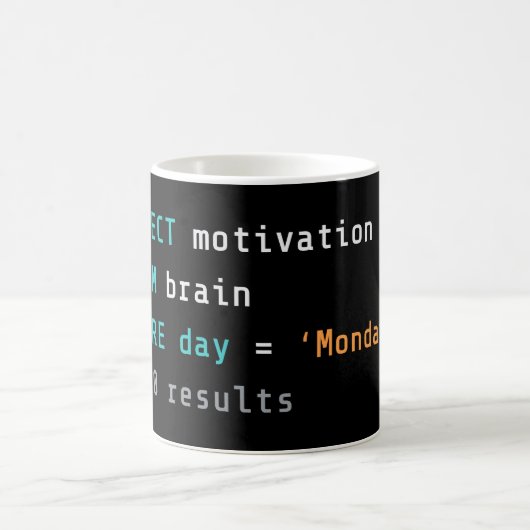 SQL Monday Zero Motivation Kaffeetasse (Mittel)