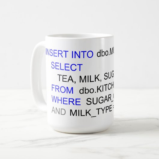 SQL-PROGRAMMIERTELEFON-TASSE KAFFEETASSE (Vorderseite Links)