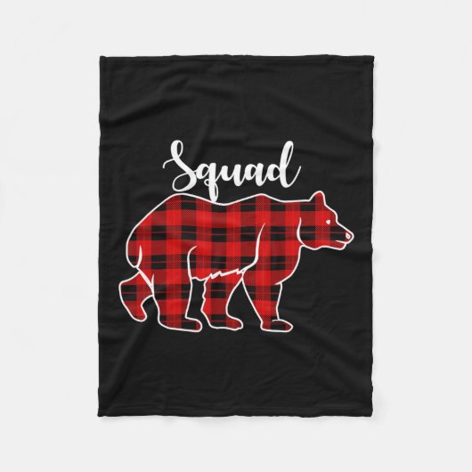 Squad Bear Red Kariert Weihnachtskostüm Matching F Fleecedecke (Vorderseite)