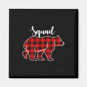 Squad Bear Red Kariert Weihnachtskostüm Matching F Magnet