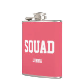 Squad Coral Pink & White Personalisiert Bridesmaid Flachmann (Links)