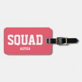 Squad Coral Pink & White Personalisiert Bridesmaid Gepäckanhänger (Vorderseite horizontal)
