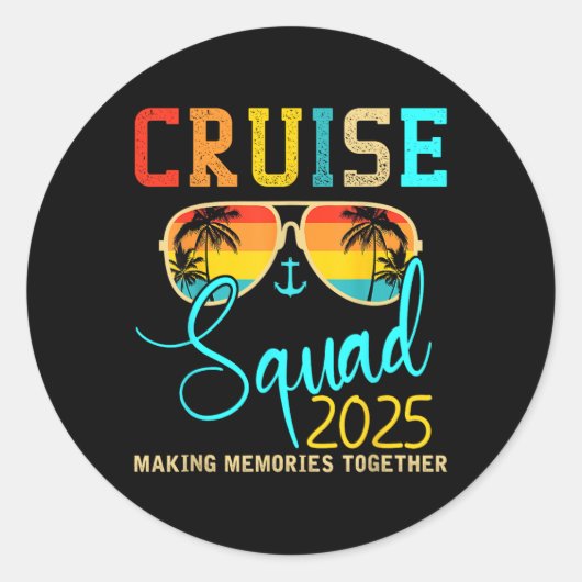 Squad Crew Cruise 2025 Sommerferien Matching Fa Runder Aufkleber (Vorderseite)