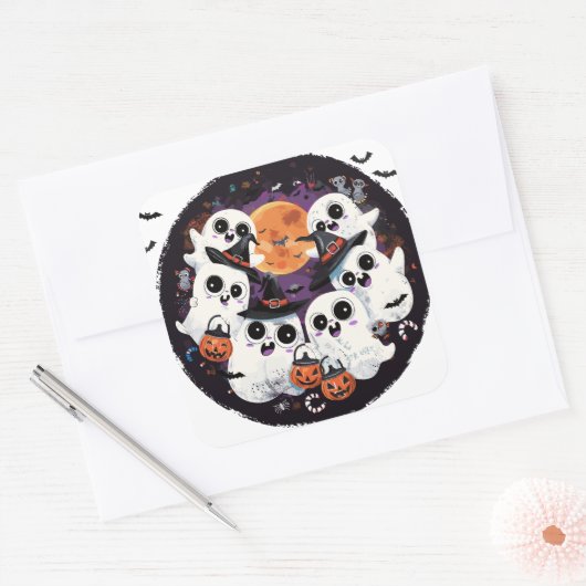 Squad Ghouls | ExDesigner | Halloween Quadratischer Aufkleber (Umschlag)