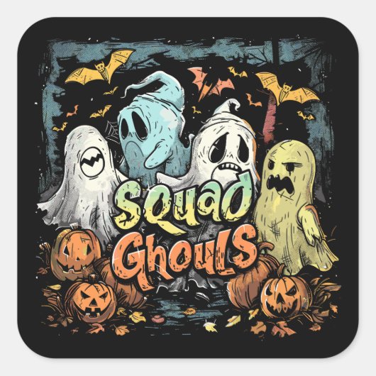 Squad Ghouls | ExDesigner | Halloween Quadratischer Aufkleber (Vorderseite)
