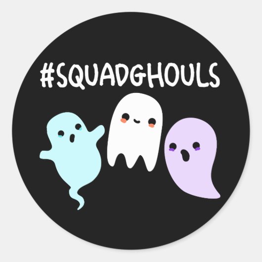 Squad Ghouls Funny Halloween Ghost Pun Dark BG Runder Aufkleber (Vorderseite)