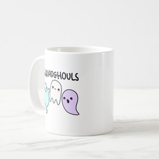 Squad Ghouls Funny Halloween Ghost Pun Kaffeetasse (Vorderseite Links)