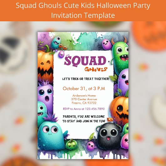 Squad Ghouls Halloween Trick oder Treat Party Einladung