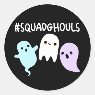 Squad Ghouls Lustiger Halloween-Geist-Wortspiel Du Runder Aufkleber