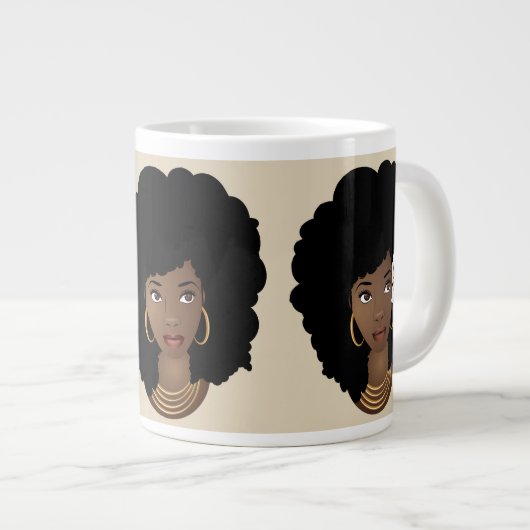 Squad Goals | Black Afro | Beige Jumbo-Tasse (Vorderseite Rechts)