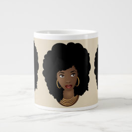 Squad Goals | Black Afro | Beige Jumbo-Tasse