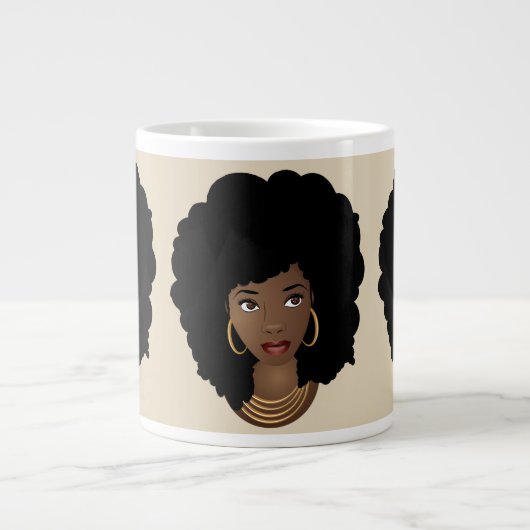 Squad Goals | Black Afro | Beige Jumbo-Tasse (Vorderseite)