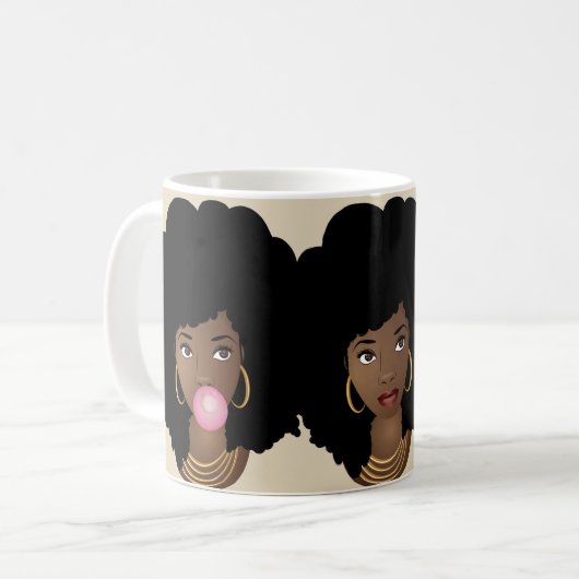 Squad Goals | Black Afro | Beige Kaffeetasse (Vorderseite Links)