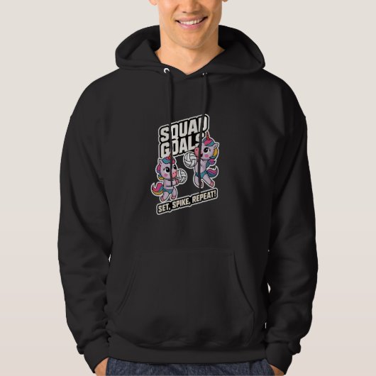 Squad Goals Set Spike Repeat Friends Volleyball Hoodie (Vorderseite)