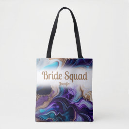 Squad-Hochzeit mit lila und Goldbriden Tasche