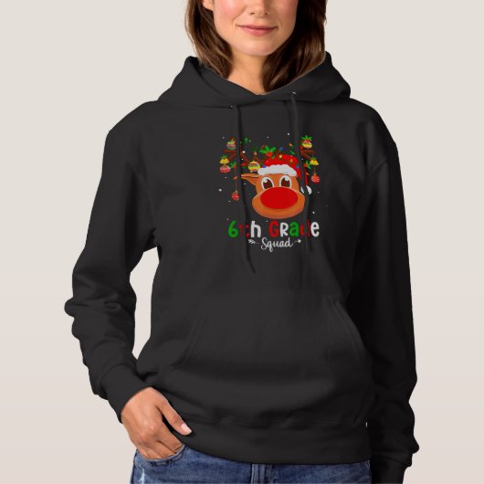 Squad Kariert Rentier Weihnachtsmannmütze Lehrer C Hoodie (Vorderseite)